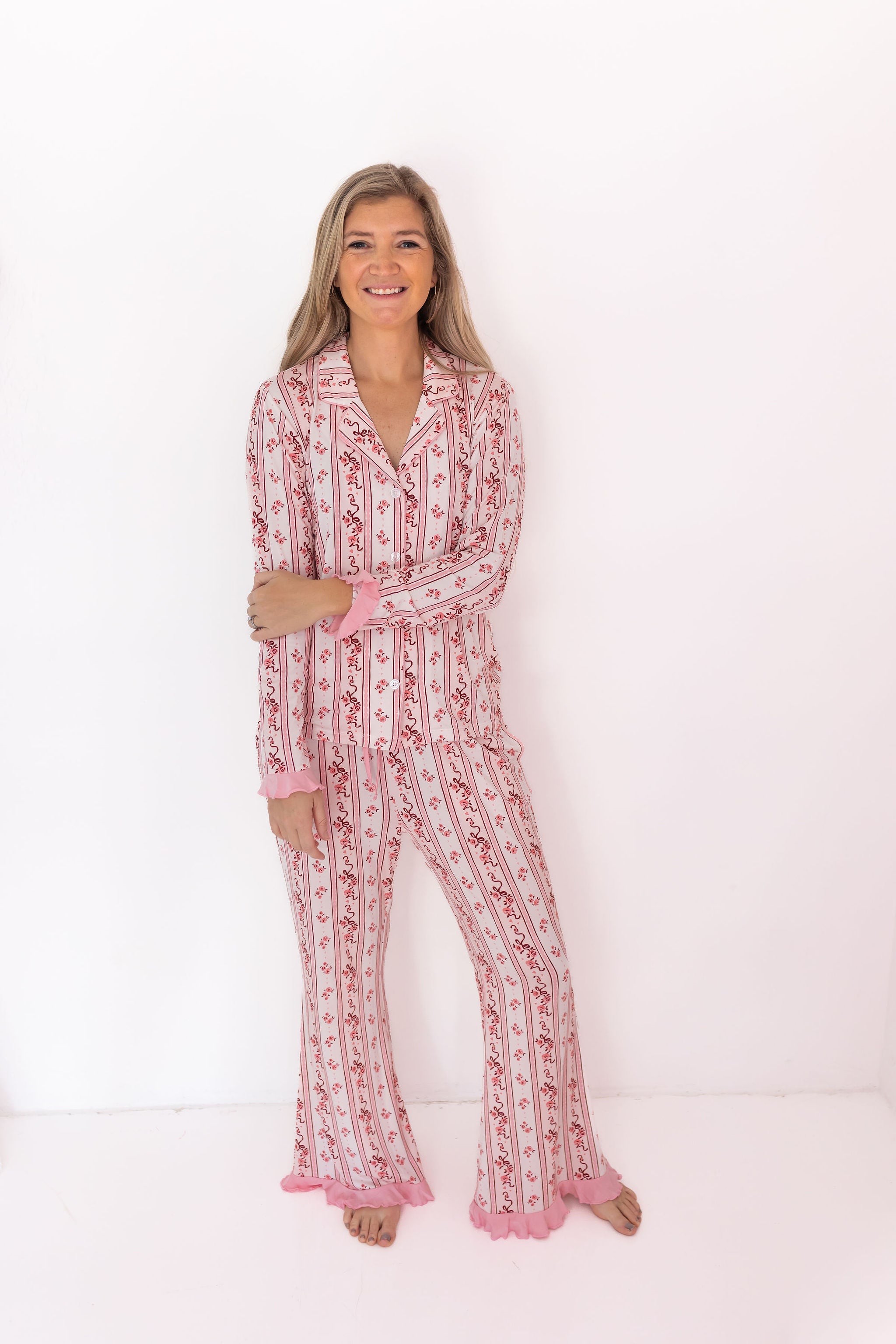 Vintage Love Women's Long Sleeve Ruffle Pant Set