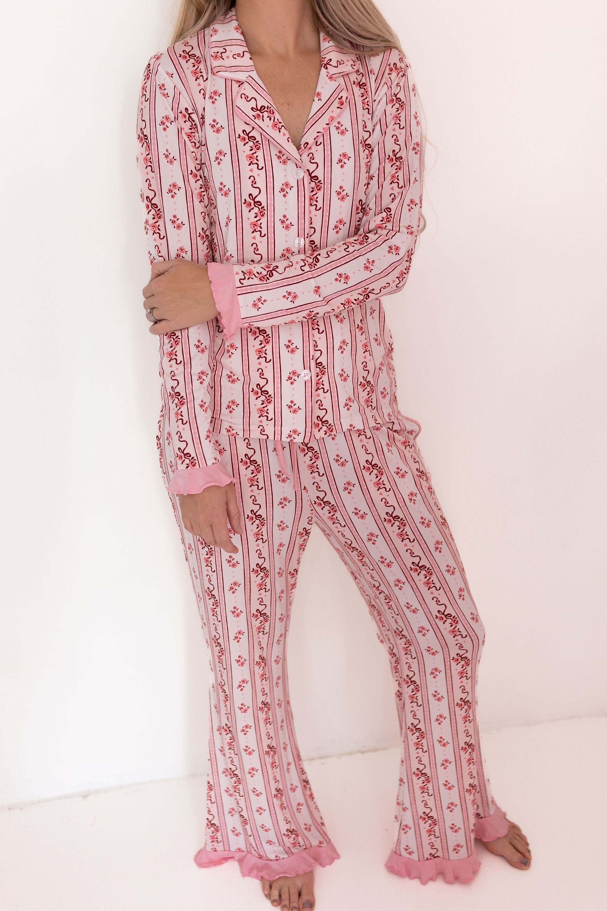 Vintage Love Women's Long Sleeve Ruffle Pant Set