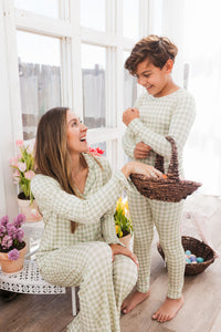 Green Gingham Two Piece Set