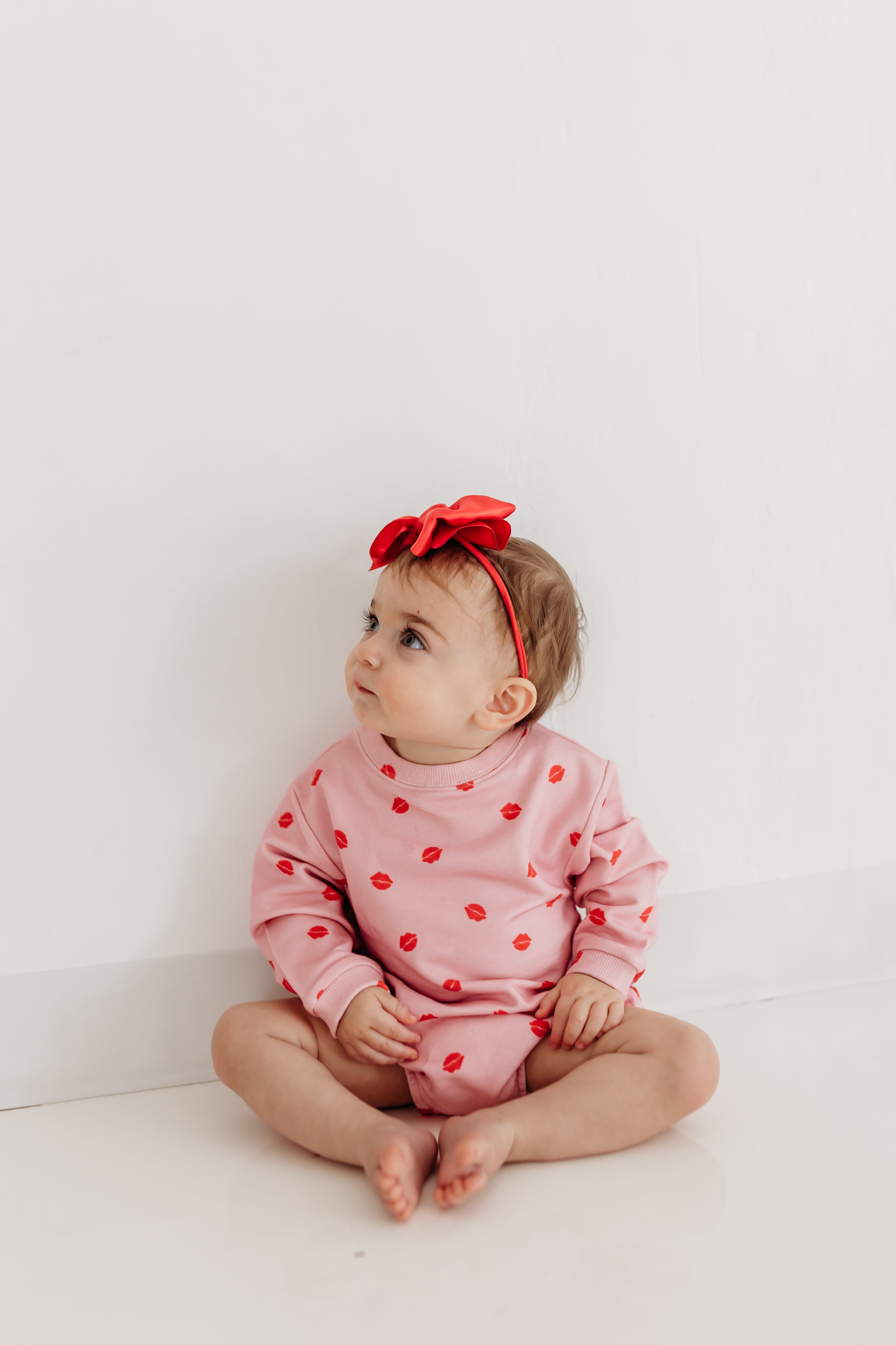 Red Kiss Sweatshirt Bubble Romper