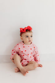 Red Kiss Sweatshirt Bubble Romper