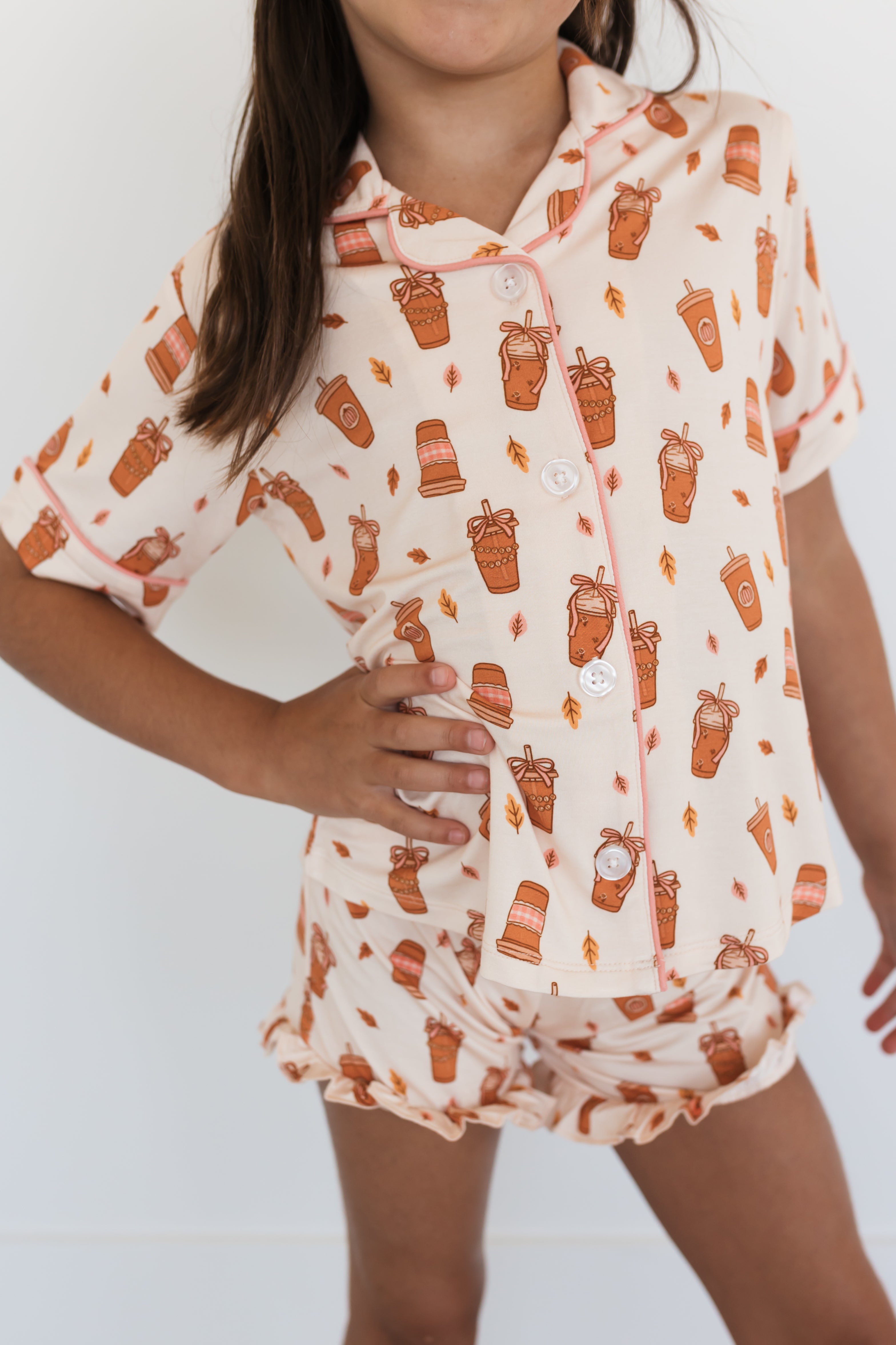 Pumpkin Latte Button Up Short Set