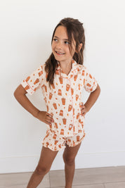 Pumpkin Latte Button Up Short Set
