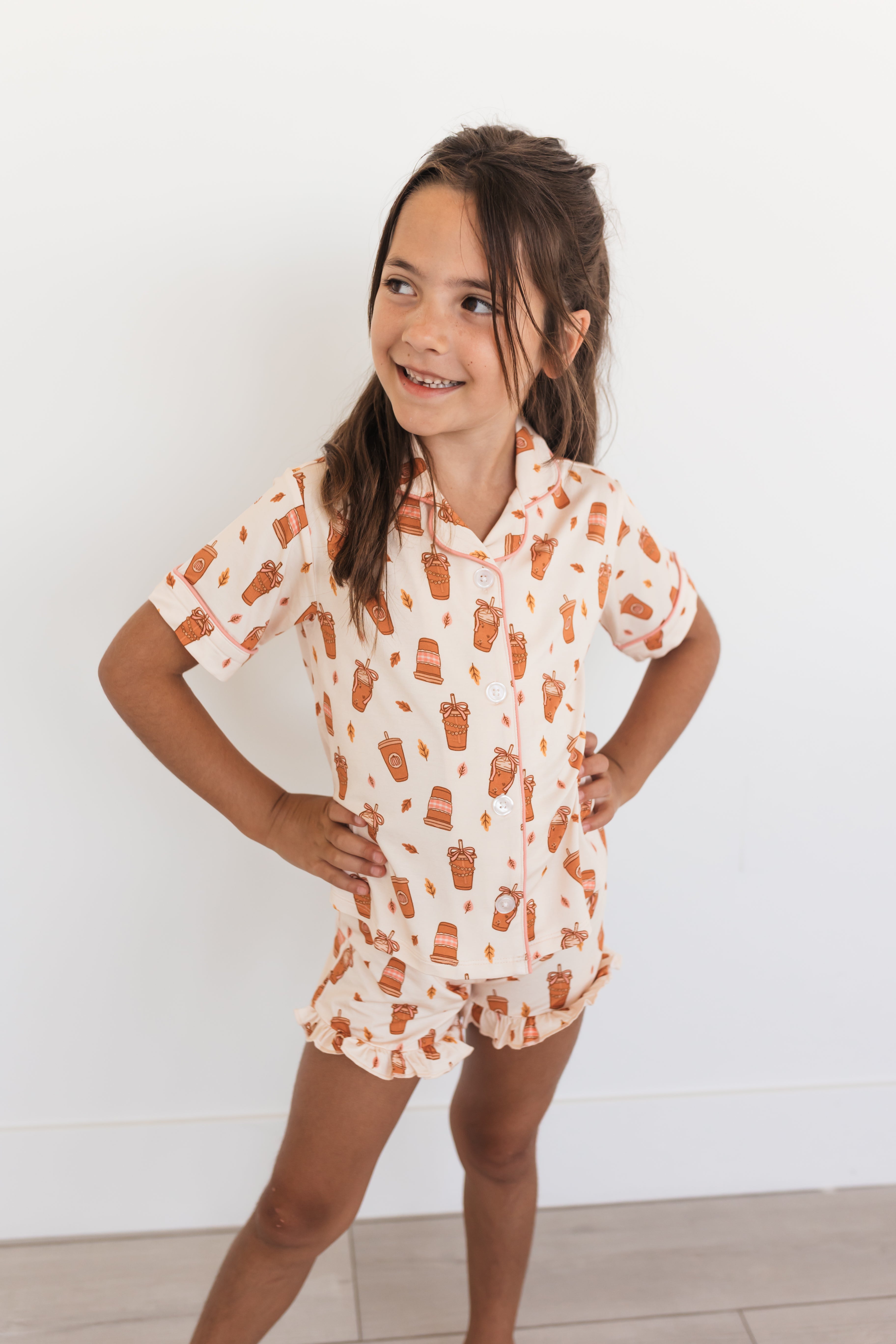 Pumpkin Latte Button Up Short Set