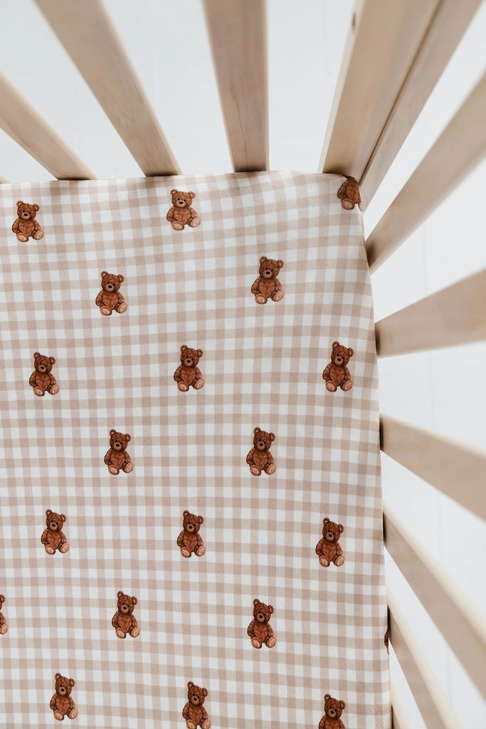 Teddy Gingham Crib Sheet
