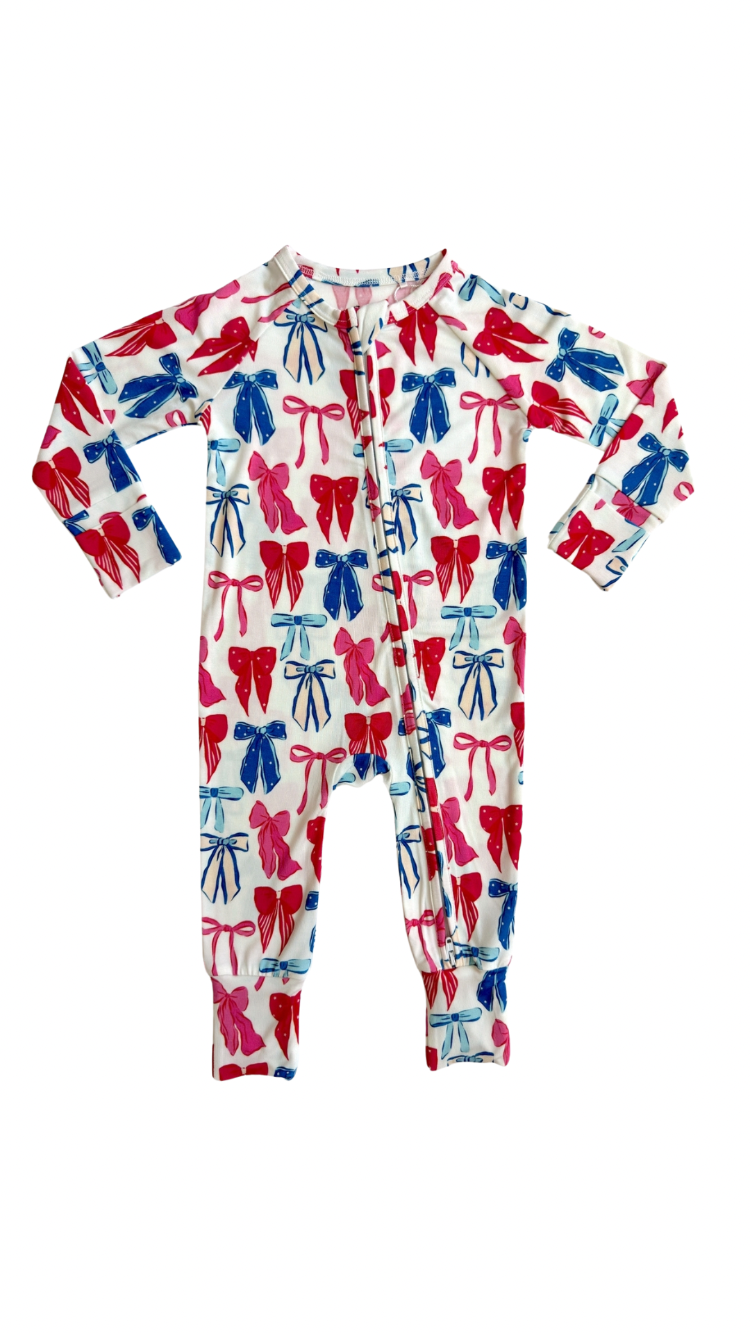 Patriotic Bows Zipper Romper -