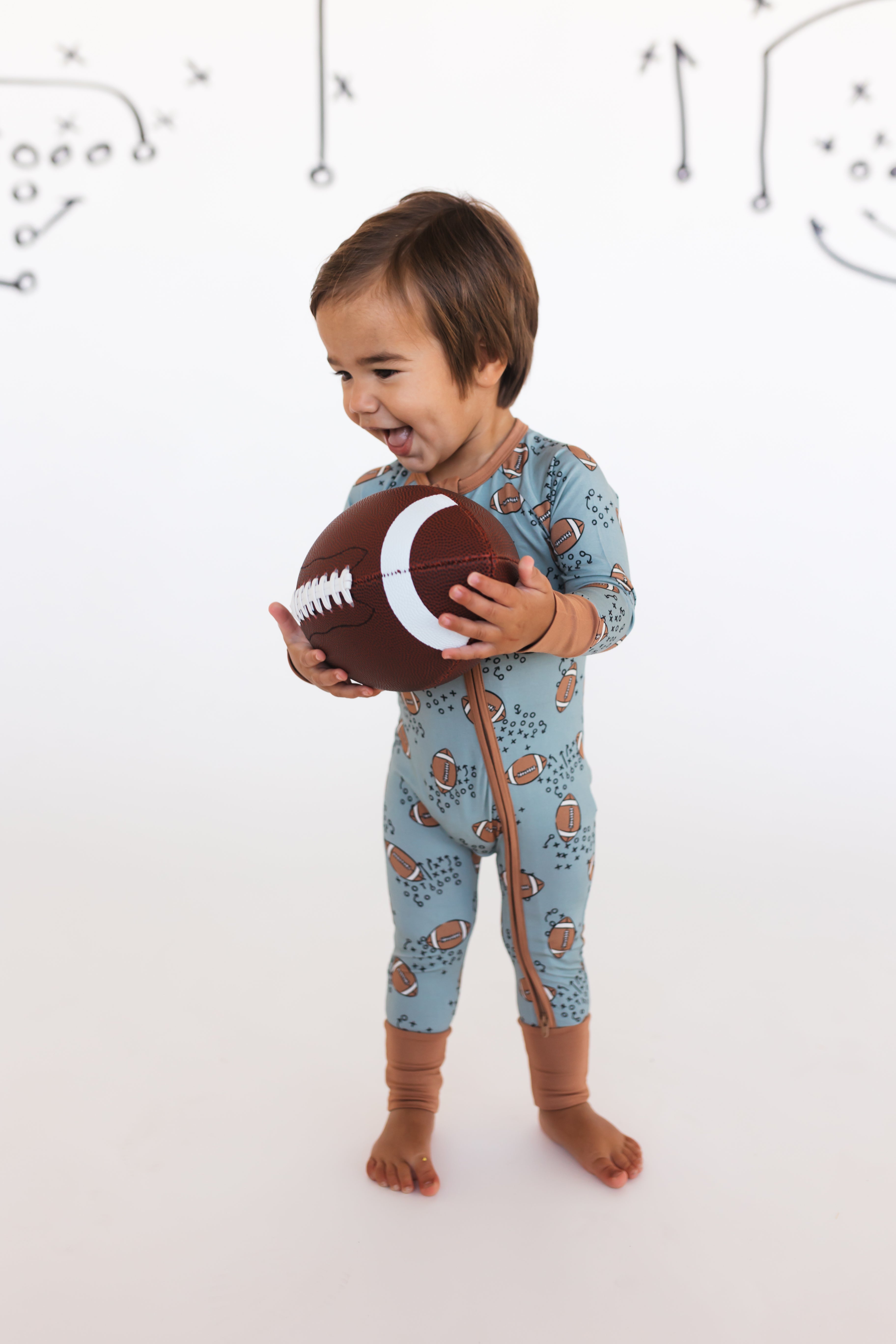 Green Football Zipper Romper