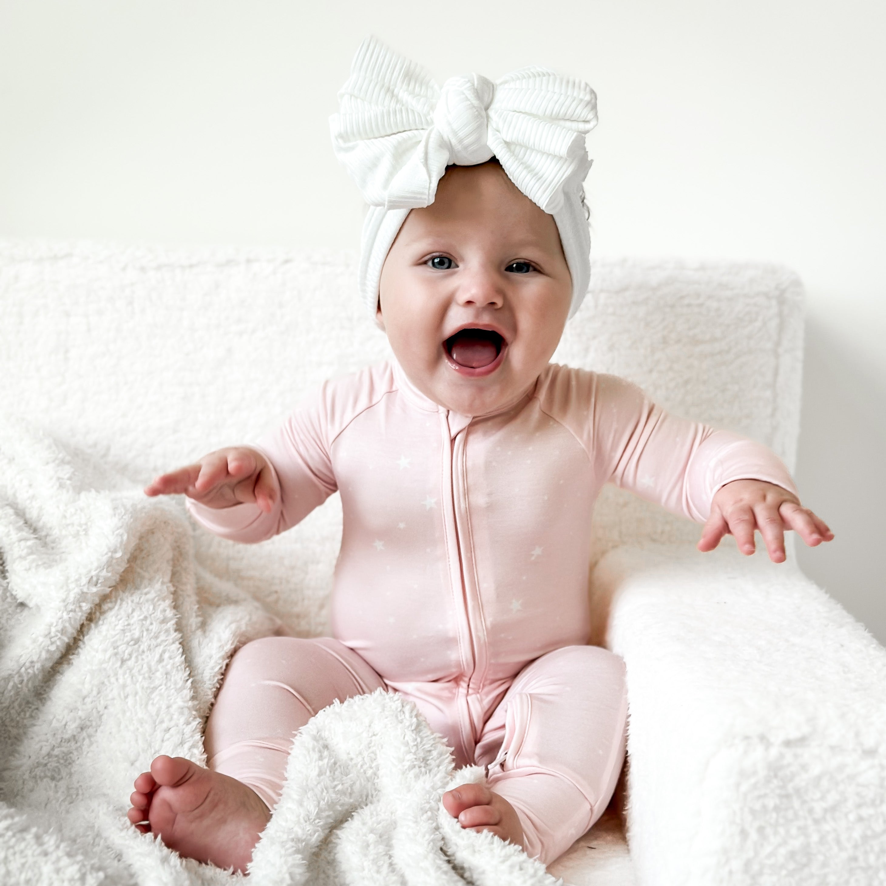 Baby Pink Star Zipper Romper.