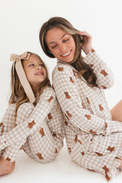 Teddy Gingham Women's Long Sleeve Short Set