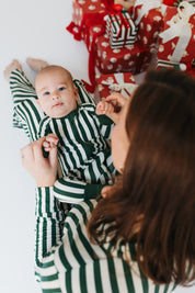 Green Stripe Zipper Romper