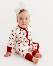 Red Cherry Zipper Romper Jammers x Wild + Rae