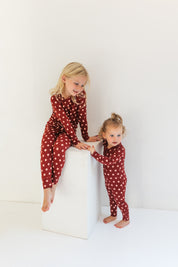 Maroon Polka Dot Two Piece Set