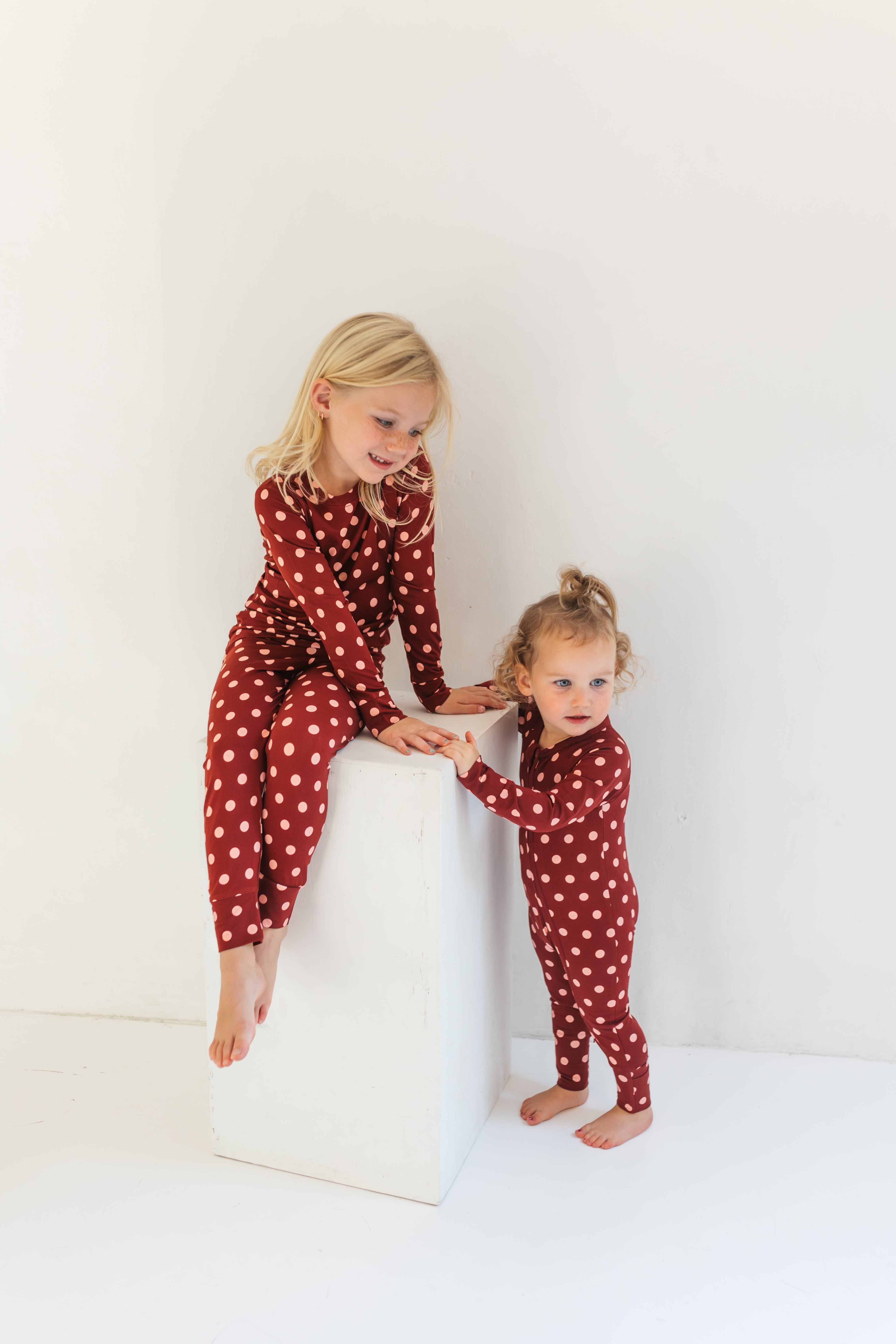Maroon Polka Dot Two Piece Set