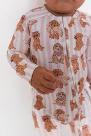 Pink Puppy Zipper Romper