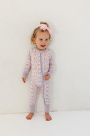 Purple Amelia Bow Zipper Romper
