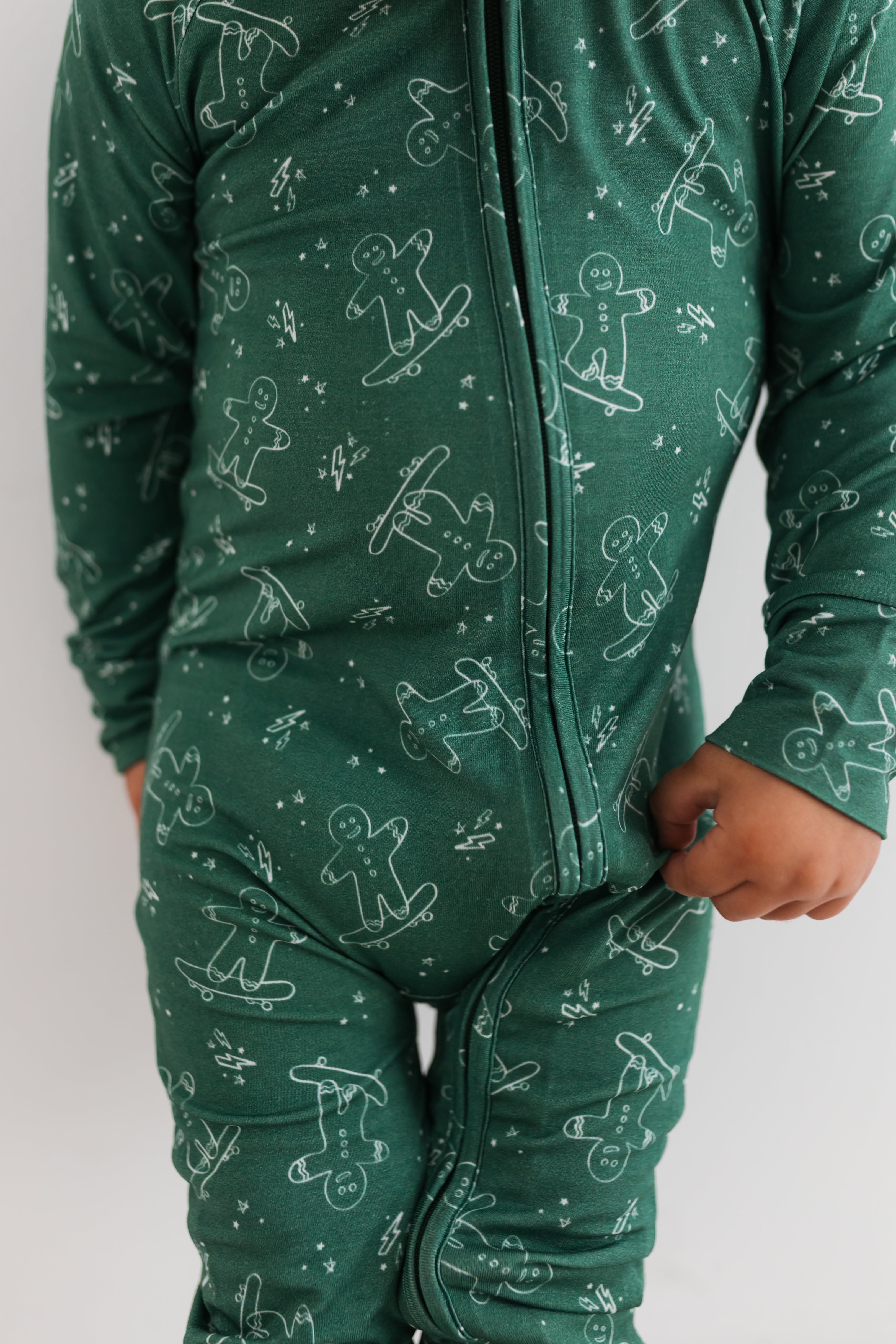 Skater Gingerbread Man Zipper Romper