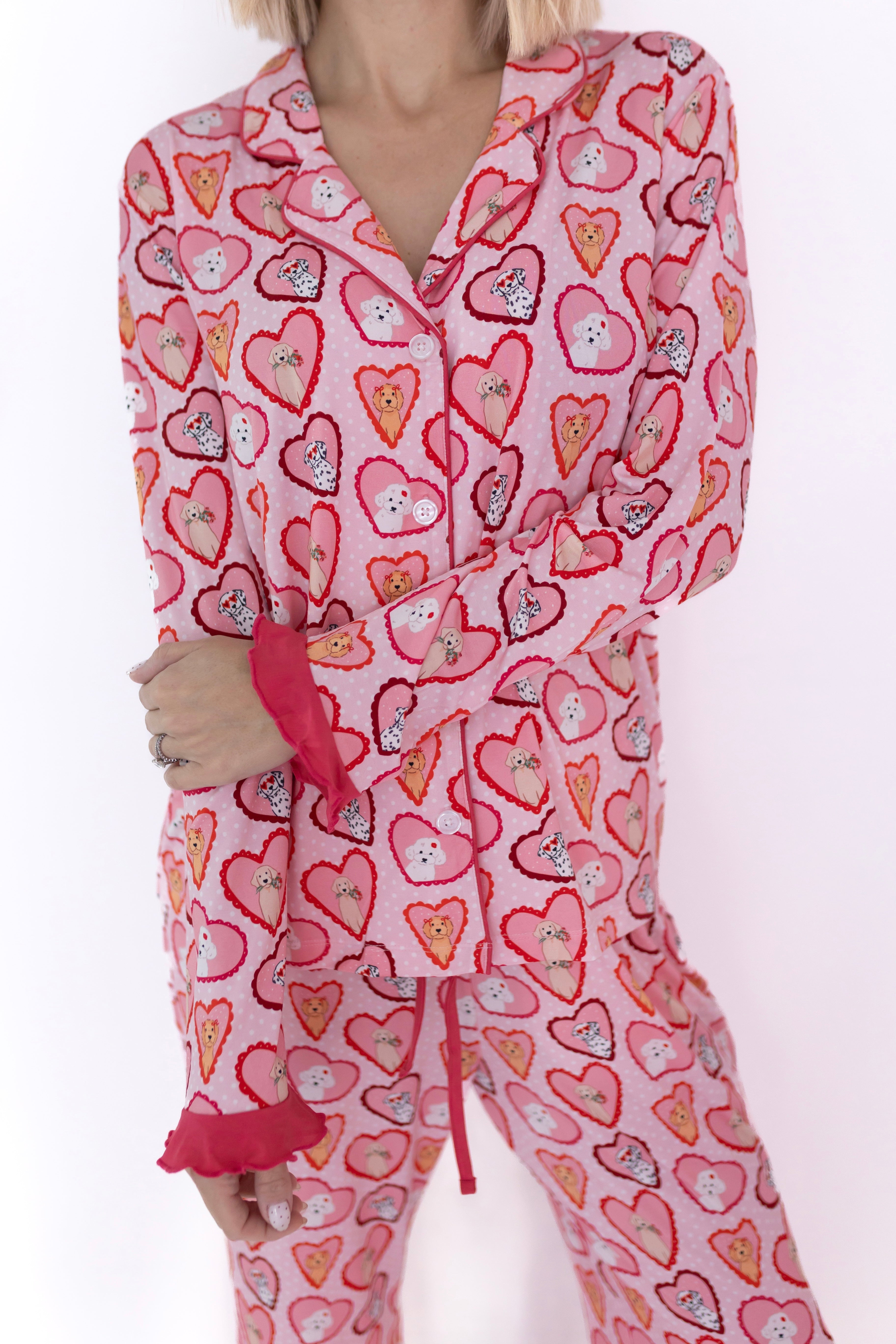 Pink Fur-Ever Valentine Women's Long Sleeve Ruffle Set