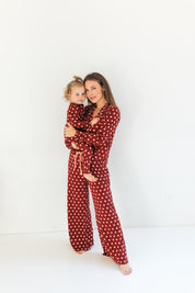 Maroon Polka Dot Zipper Romper