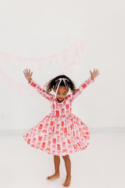 Valentine's Bow Long Sleeve Twirl Dress