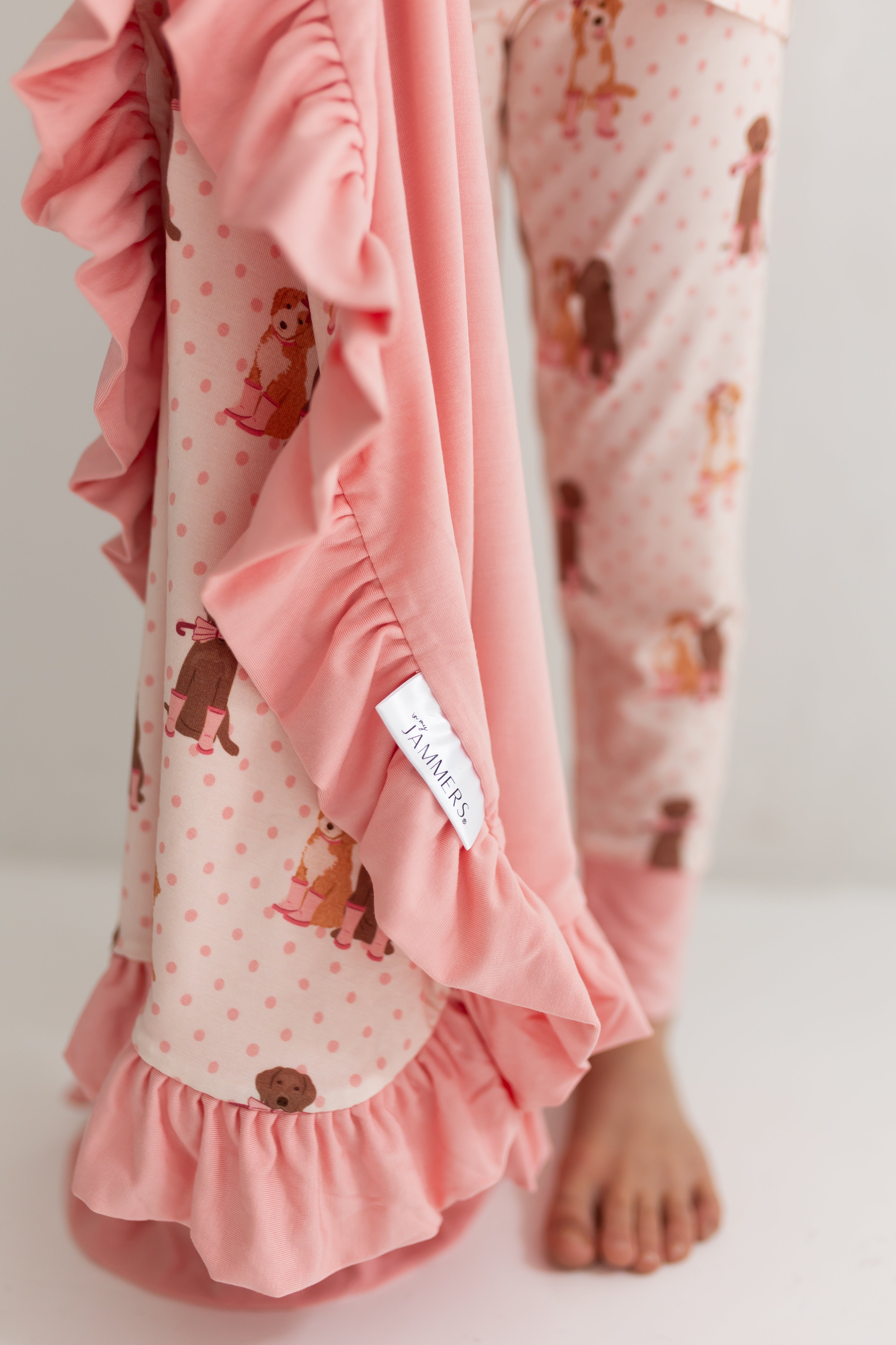 Pink Pup Friends Ruffle Blanket
