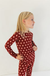 Maroon Polka Dot Two Piece Set