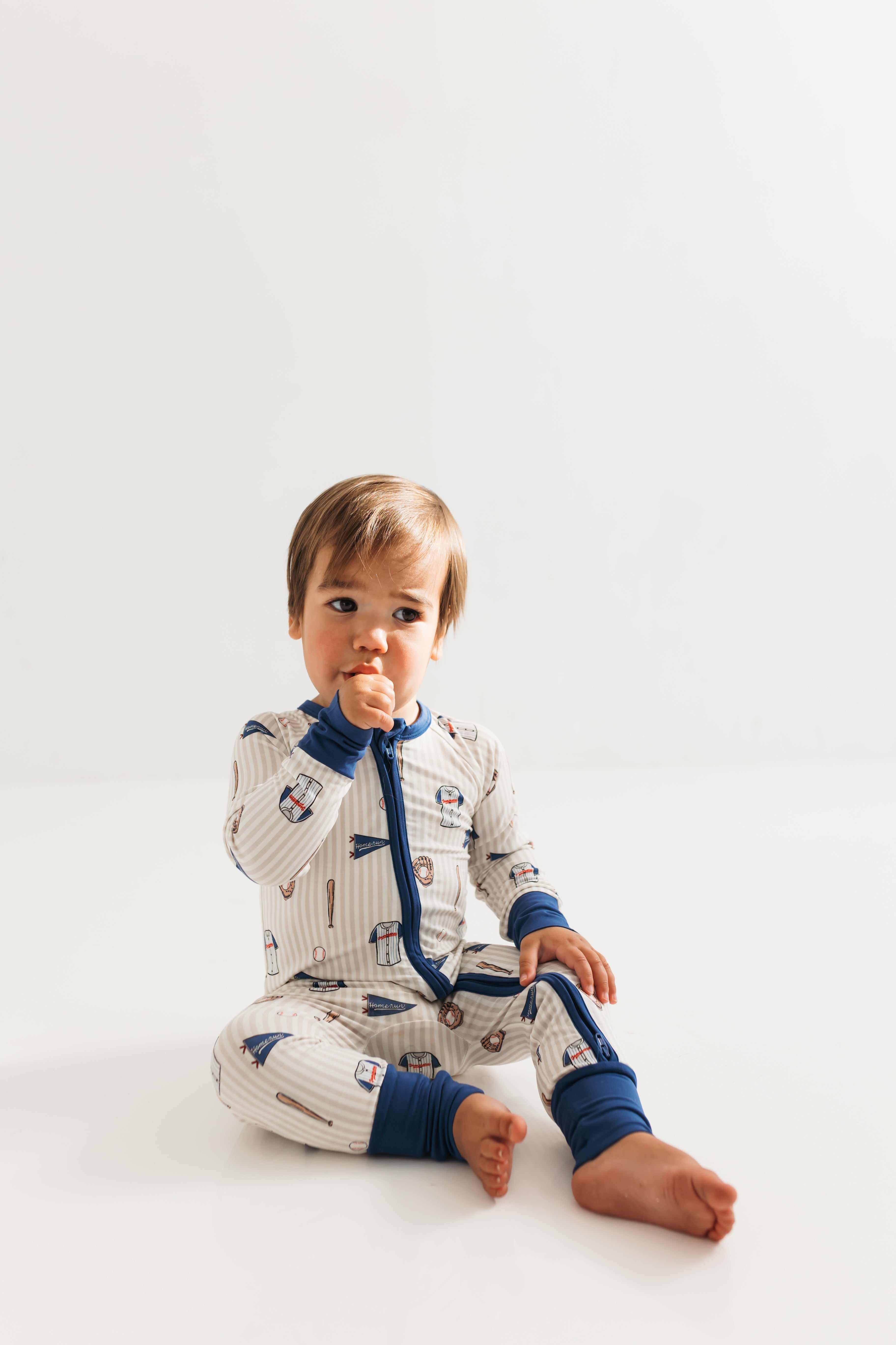 Blue Baseball Zipper Romper – In My Jammers