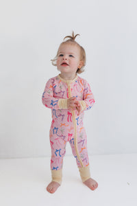 Multicolor Bow Zipper Romper