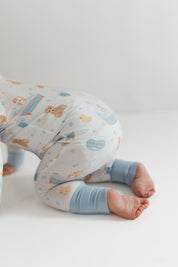 Blue Bath Time Zipper Romper