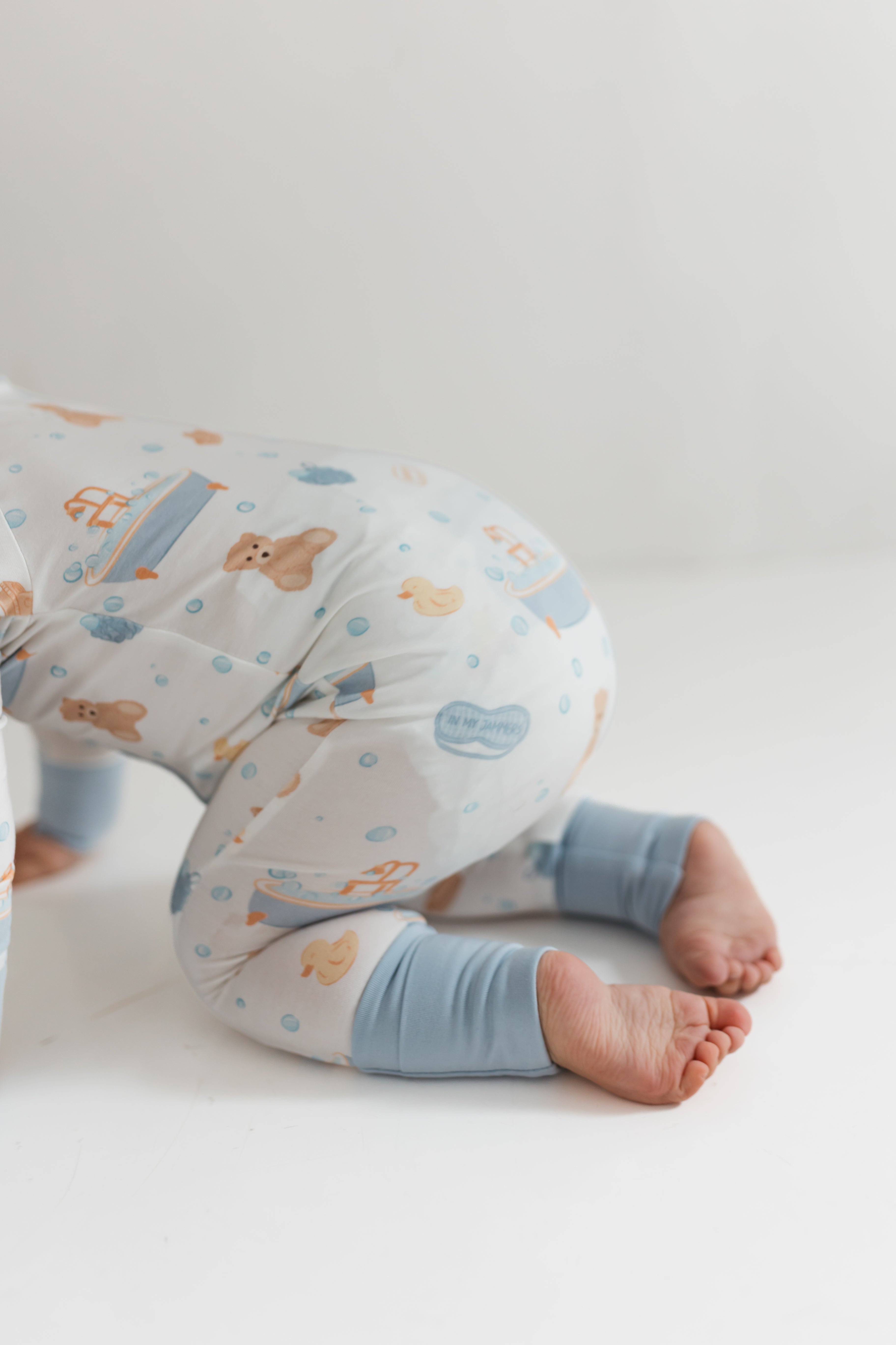 Blue Bath Time Zipper Romper