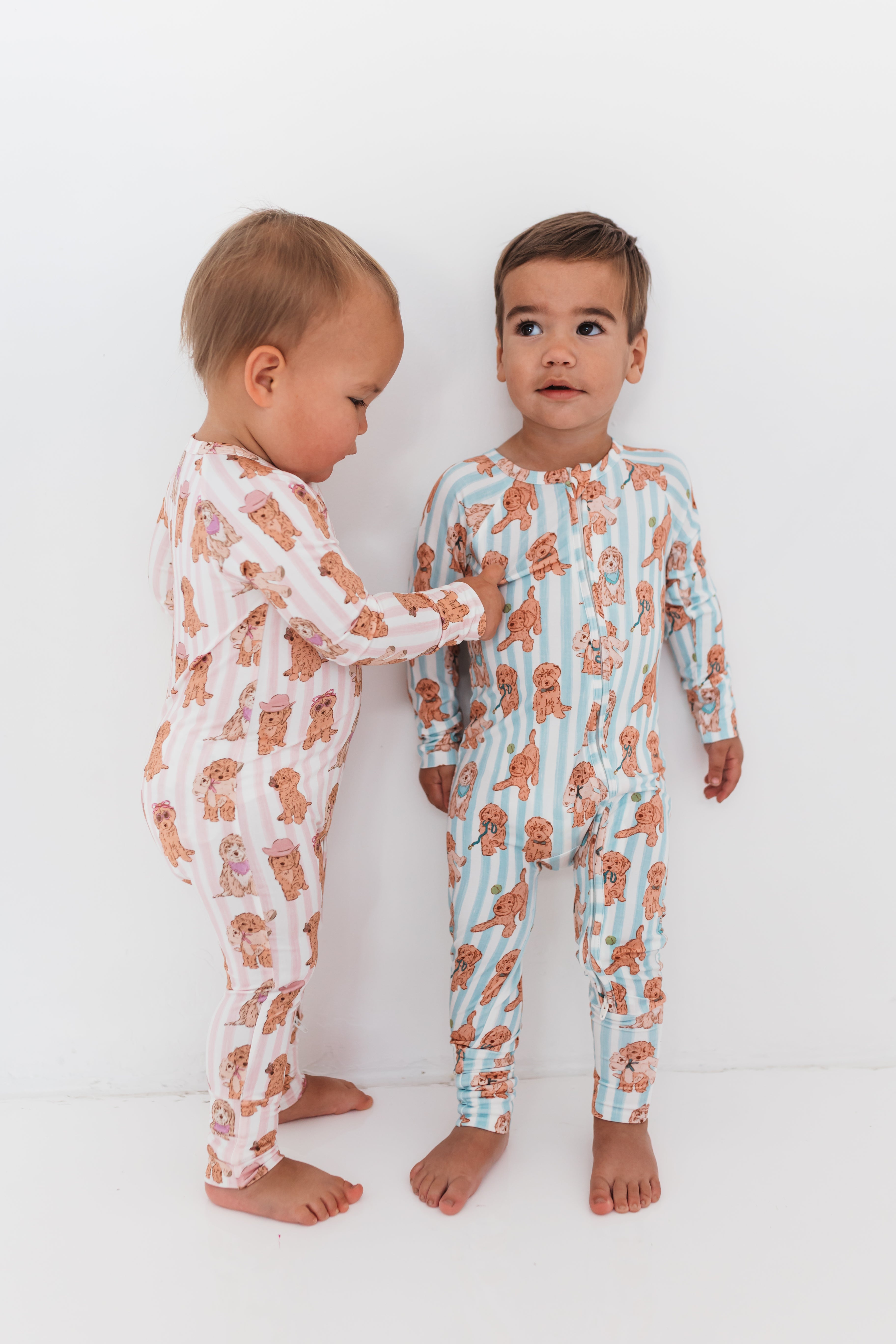 Blue Puppy Zipper Romper