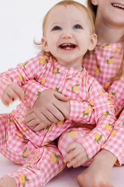 Lemon Gingham Zipper Romper