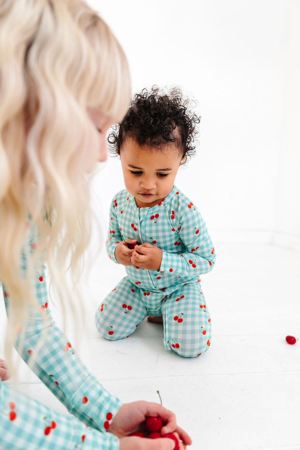 Cherry Gingham Zipper Romper
