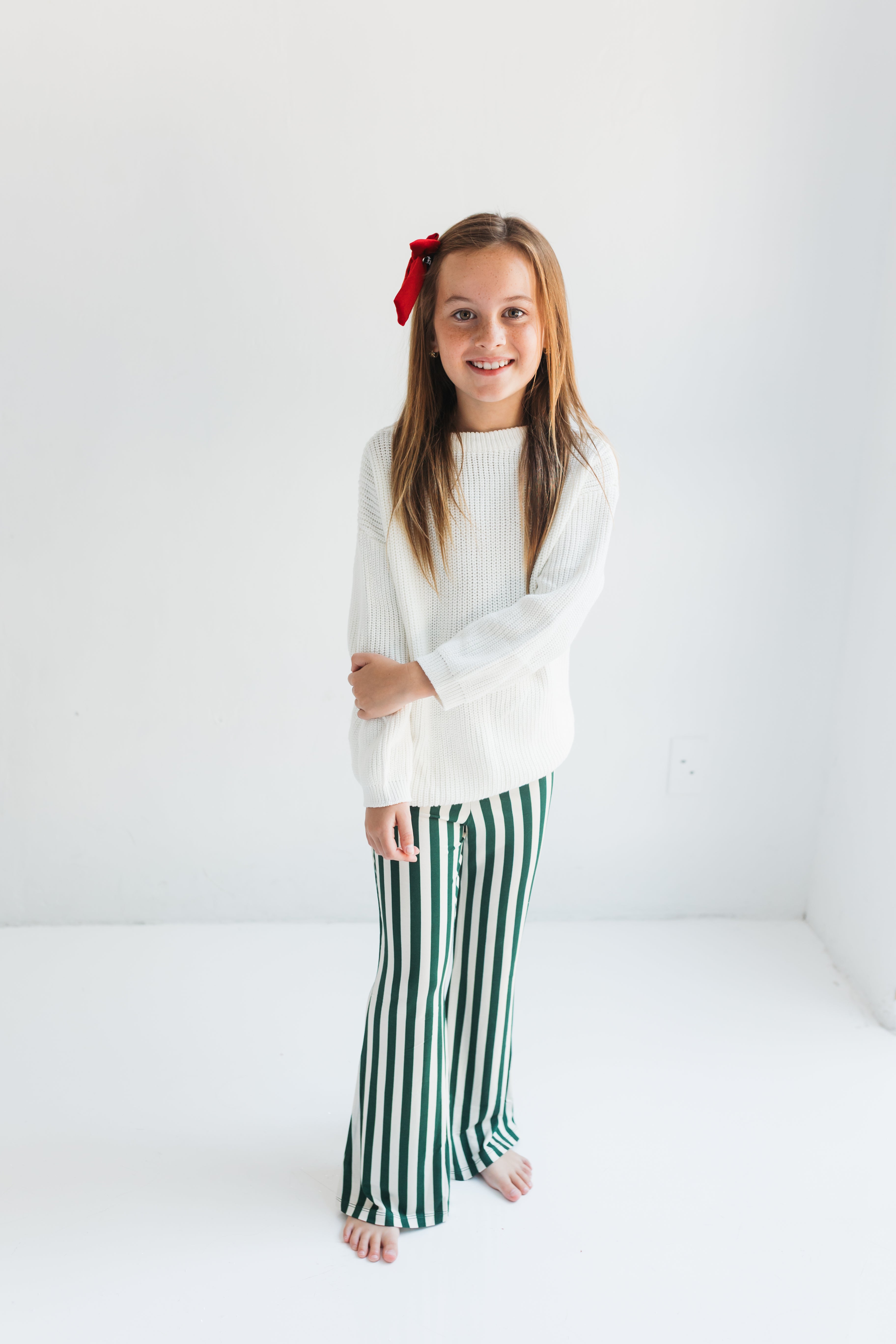 Green Stripe Flare Pant