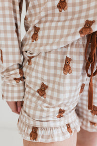 Teddy Gingham Women's Long Sleeve Short Set