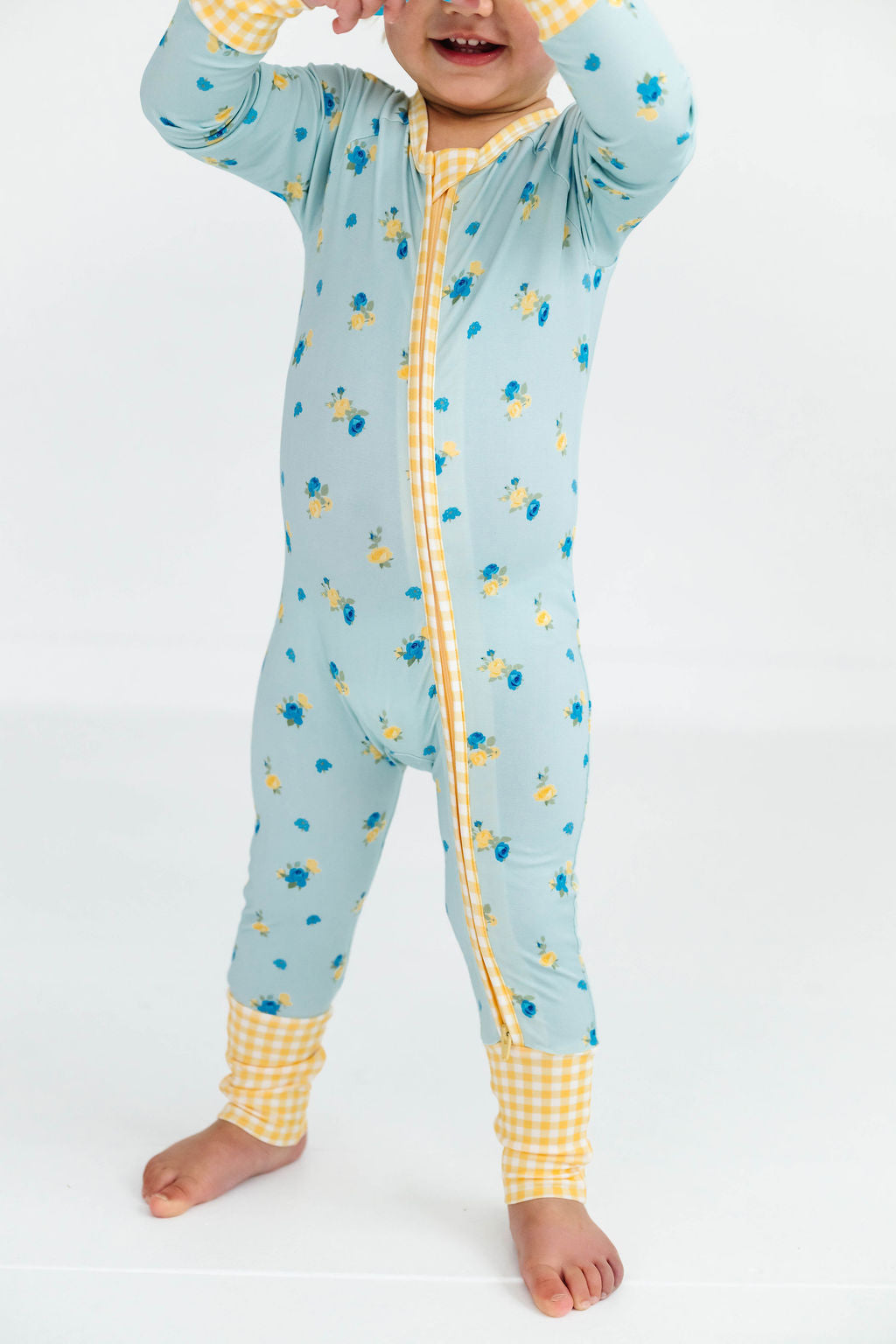 Floral and Gingham Zipper Romper IMJ x Karissa Abbott