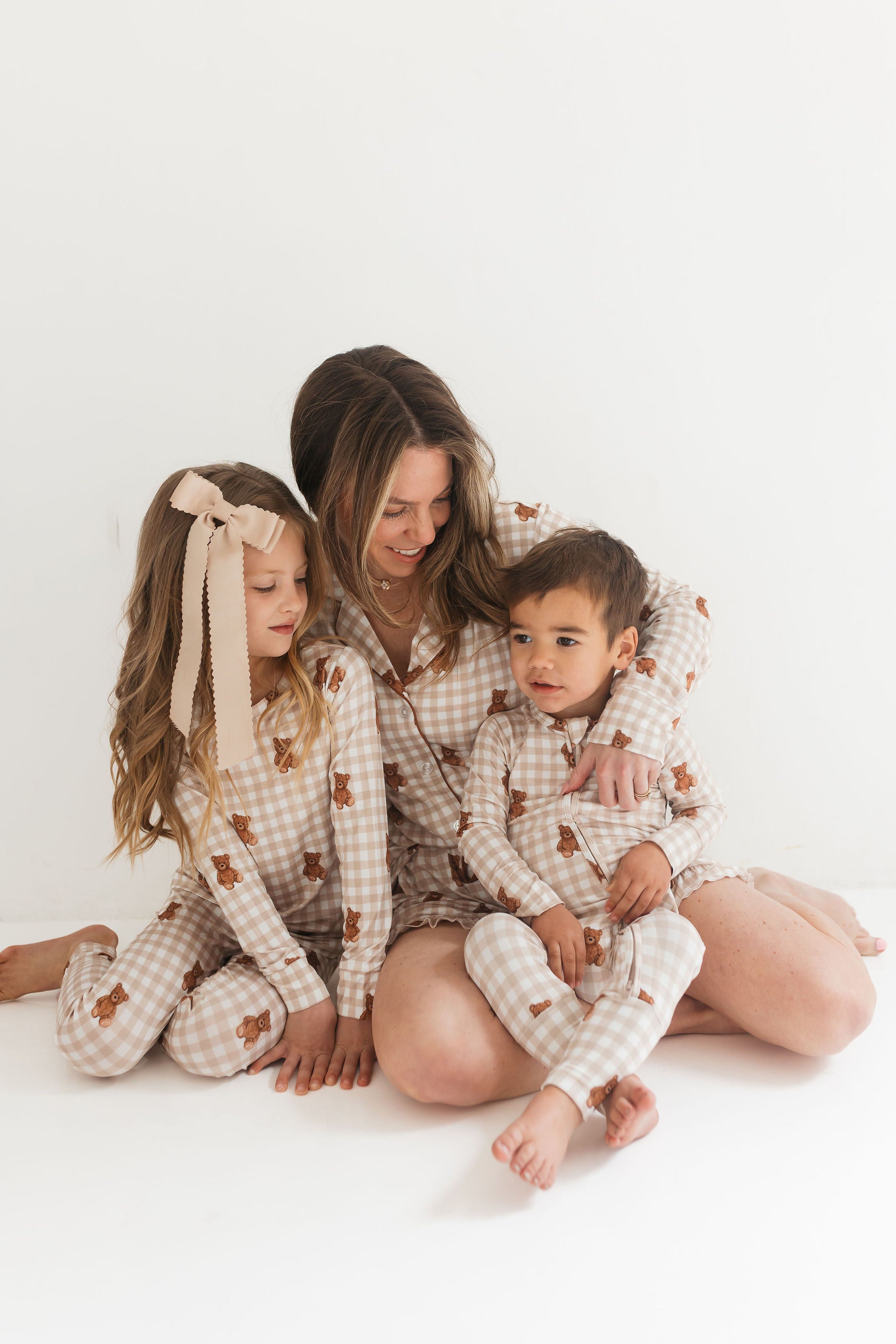 Teddy Gingham Women's Long Sleeve Short Set