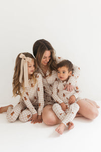 Teddy Gingham Women's Long Sleeve Short Set