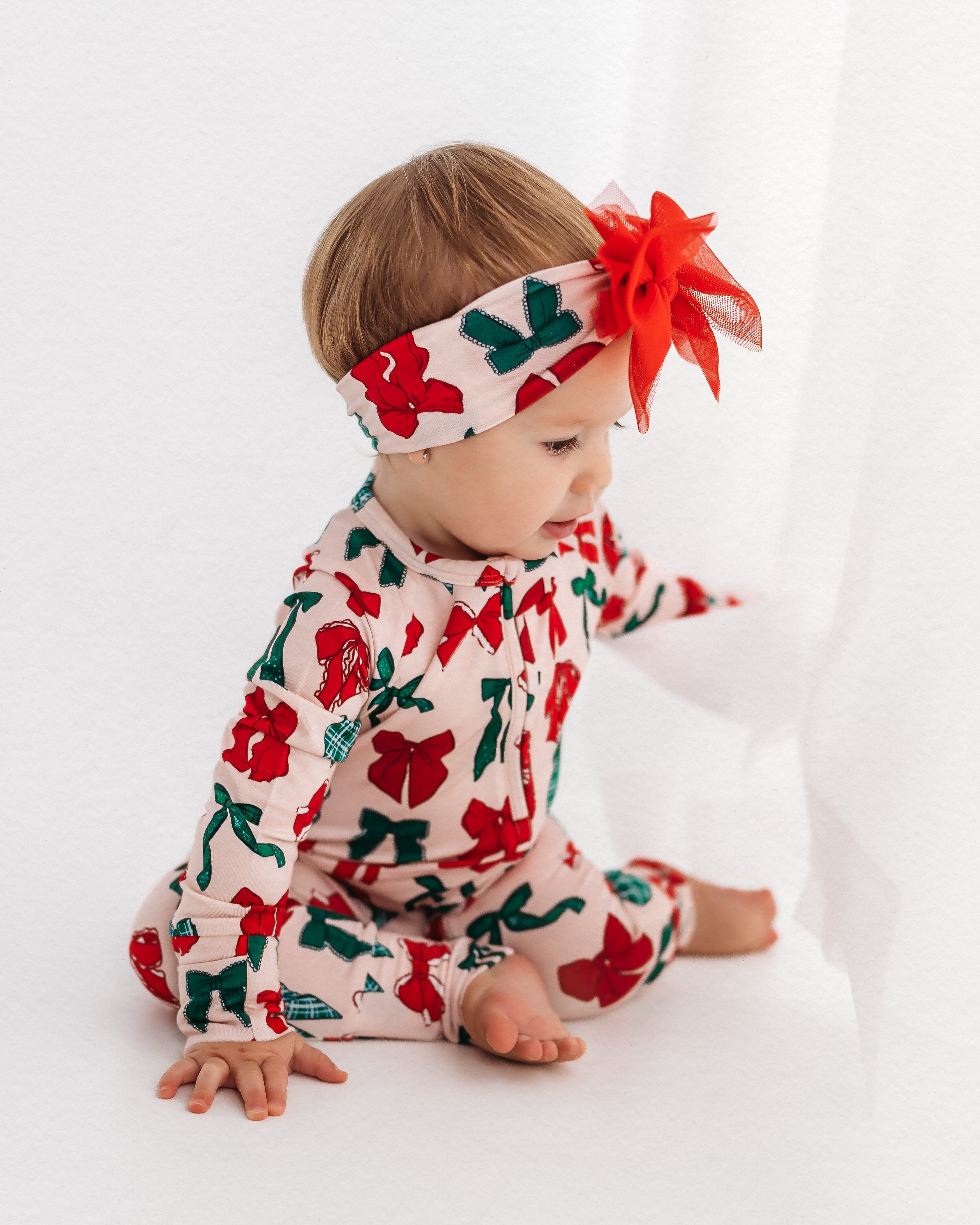 PRE-ORDER SHIPPING 11/11 - Christmas Bows Zipper Romper