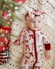 Merry Little Bows Zipper Romper