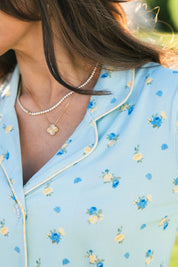 Floral and Gingham Women's Long Sleeve Short Set IMJ X Karissa Abbott