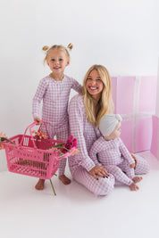 Purple Gingham Zipper Romper