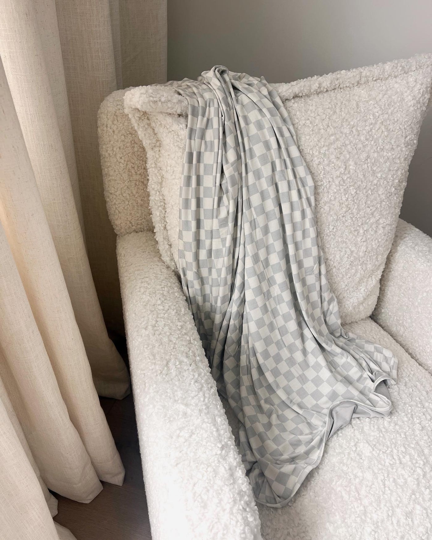 Muted Blue Checkered Blanket