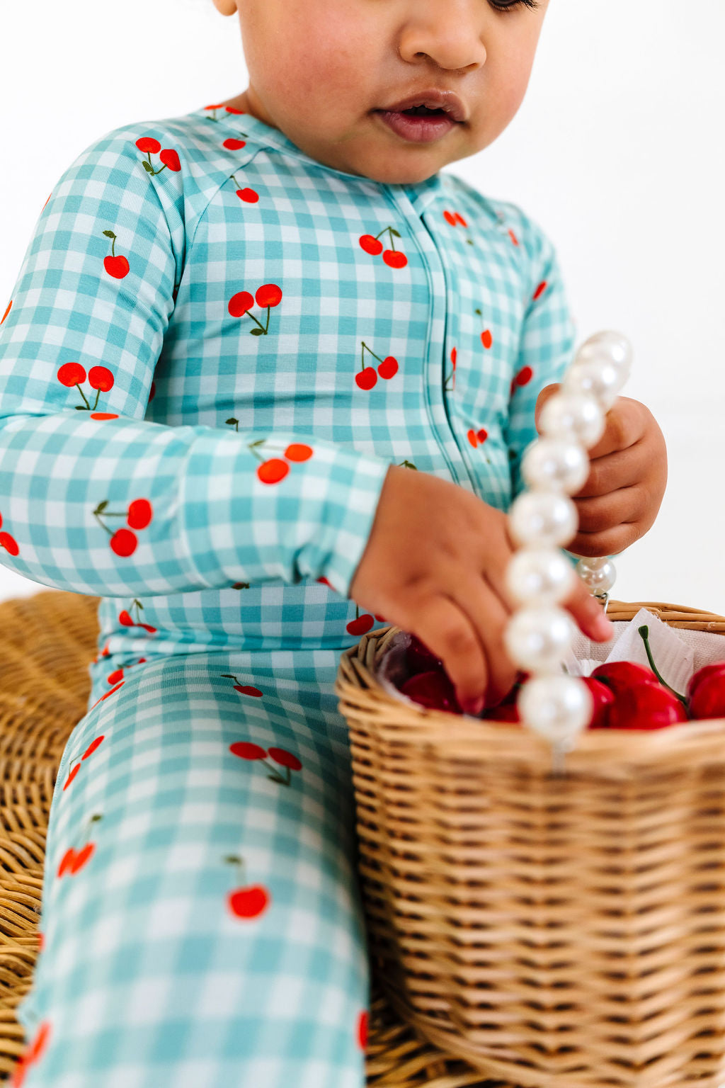 Cherry Gingham Zipper Romper