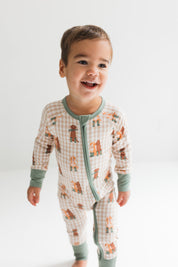 Green Pup Friends Zipper Romper