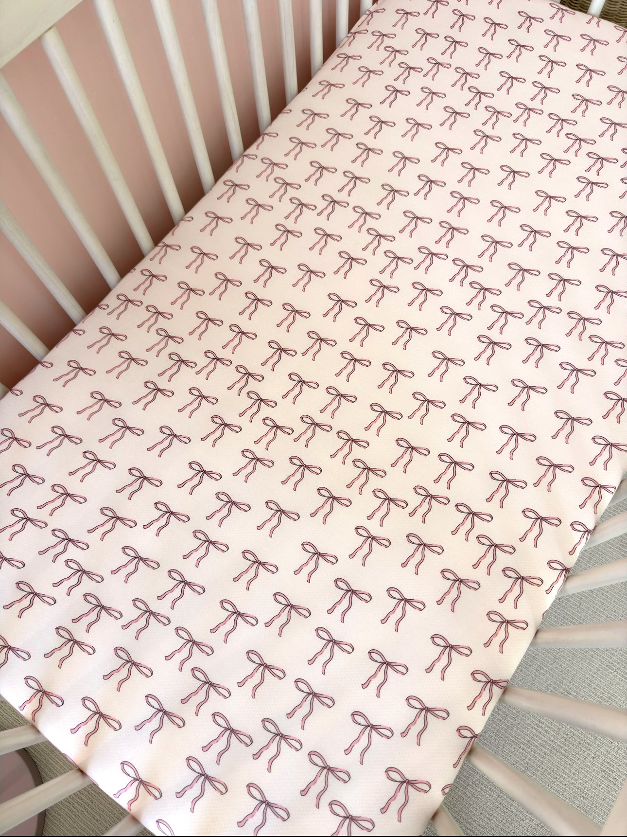 Pink Bow Crib Sheet