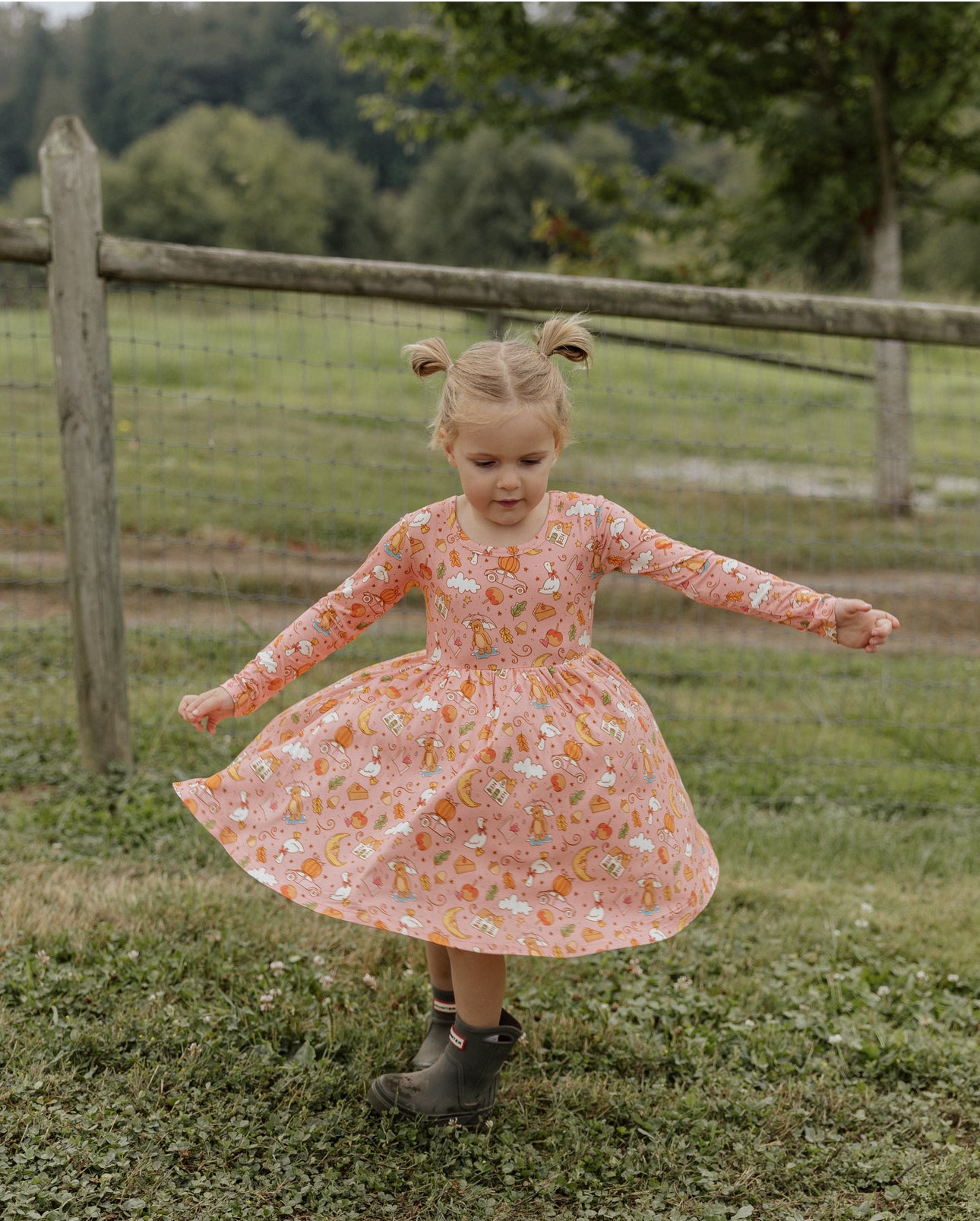 long sleeve twirl dress Simply Soft Long Sleeve Twirl Dress Neon Lt Pink Leopard Splatter / 2