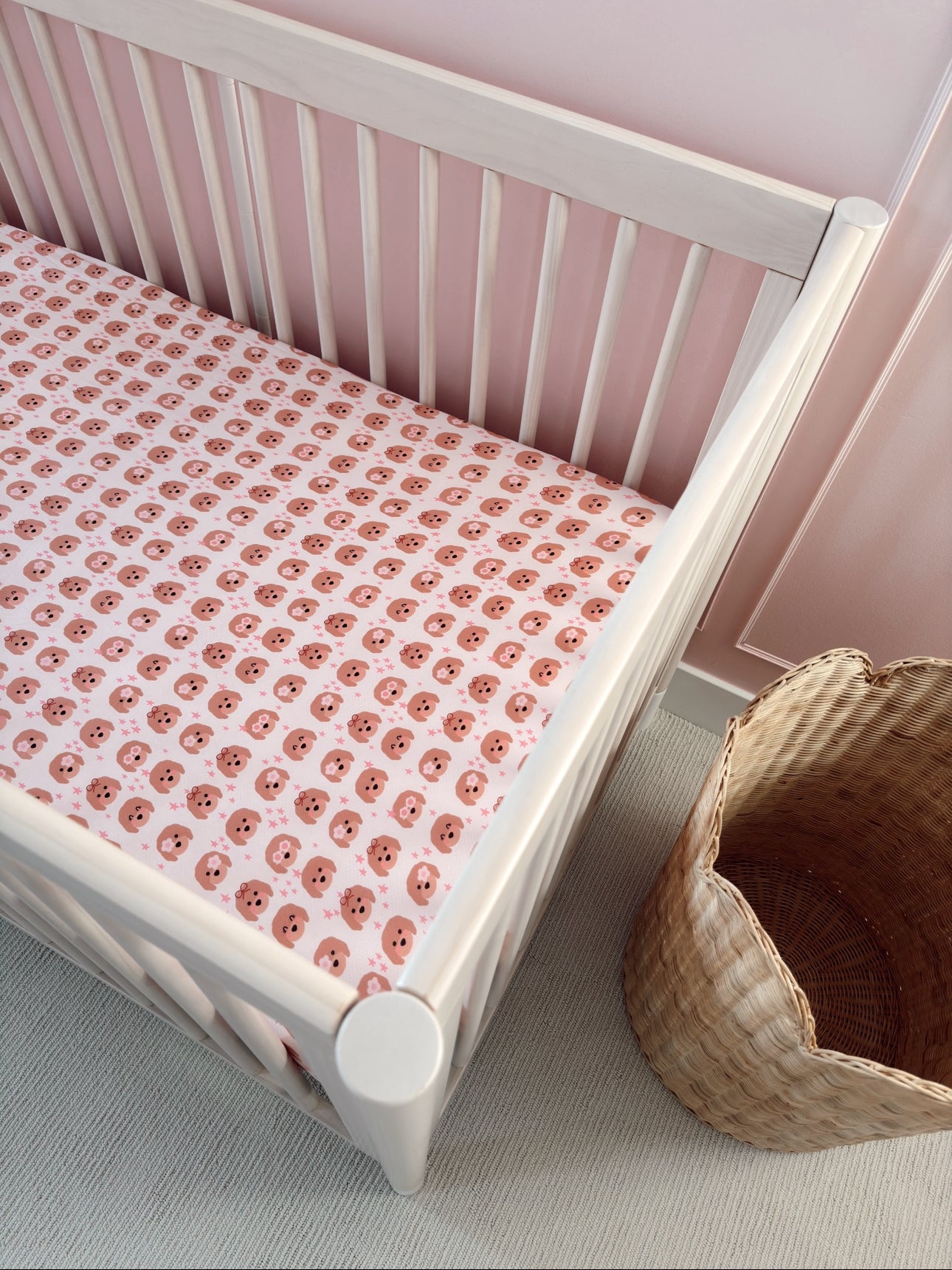 Pink Goldendoodle Crib Sheet