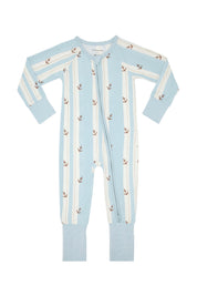 Anchored Stripe Zipper Romper
