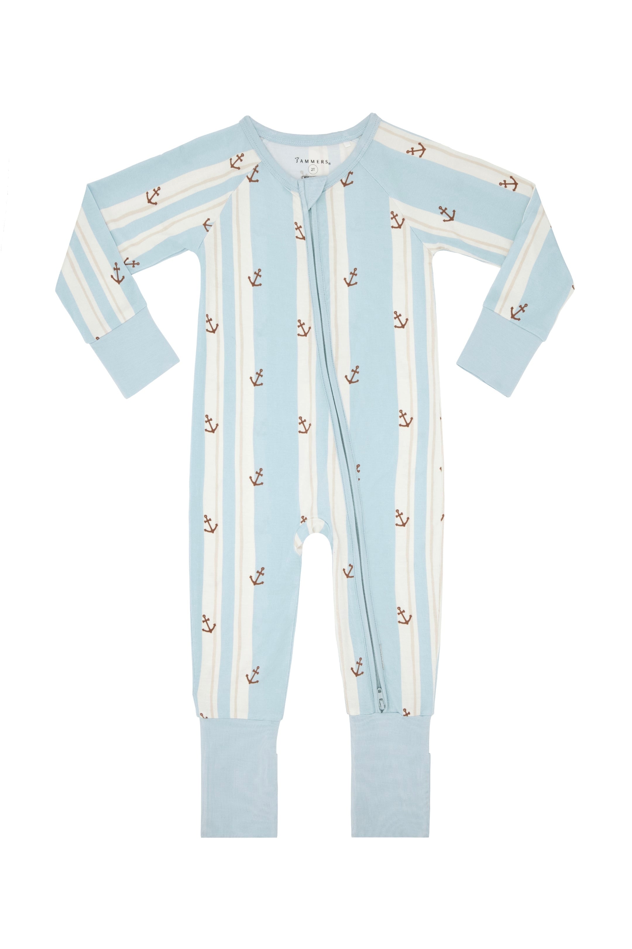 Anchored Stripe Zipper Romper