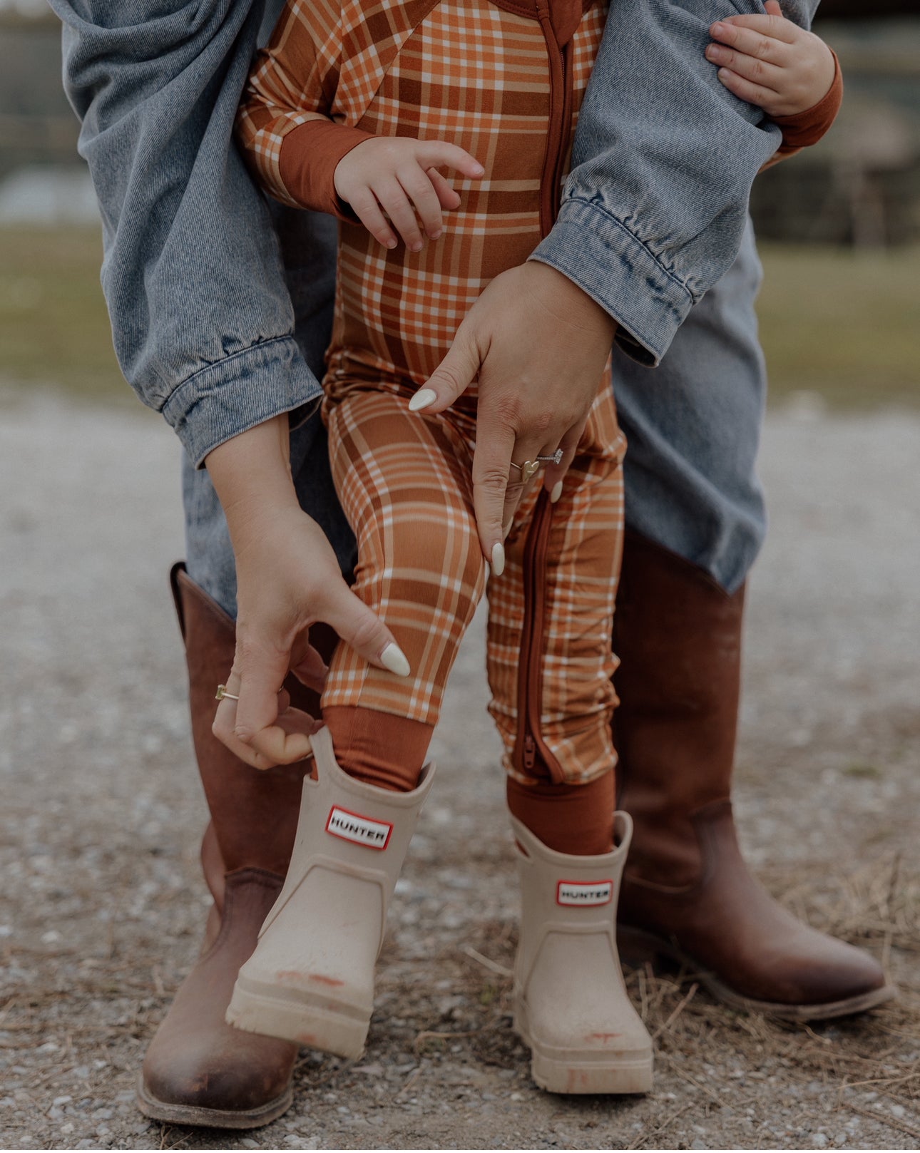 Caramel Dipped Plaid Zipper Romper IMJ x Bre Sheppard